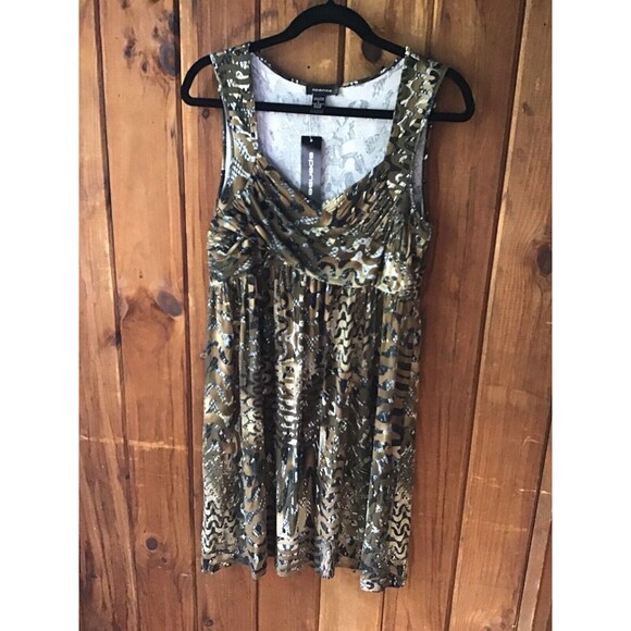 Spense Dress Size L Beige Geometric Neutral Brown “Ombré Snakeskin” Stretch - Picture 1 of 7